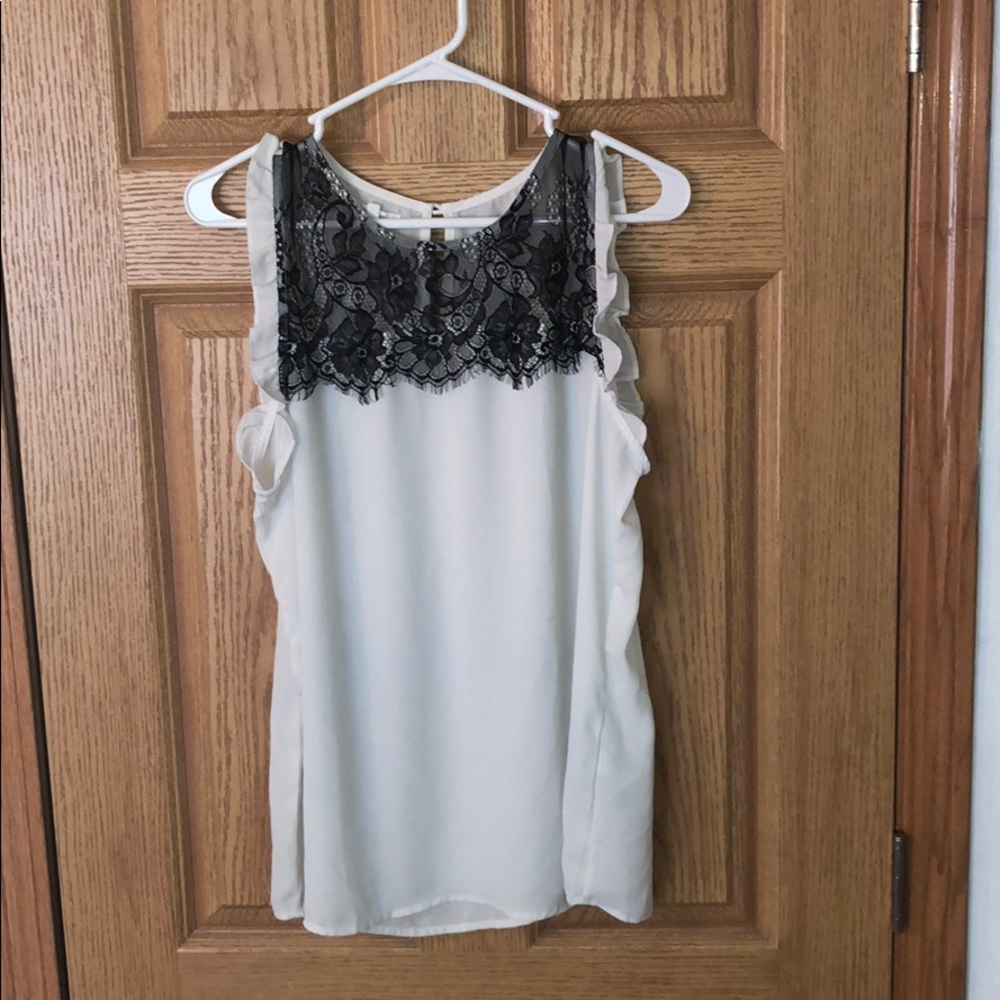 Black and White Polyester Blouse